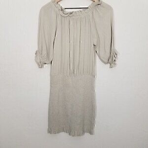 NWT MABLE Shirred Off the Shoulder Ivy Smocked Mini - Sage Bodycon Dress Size M